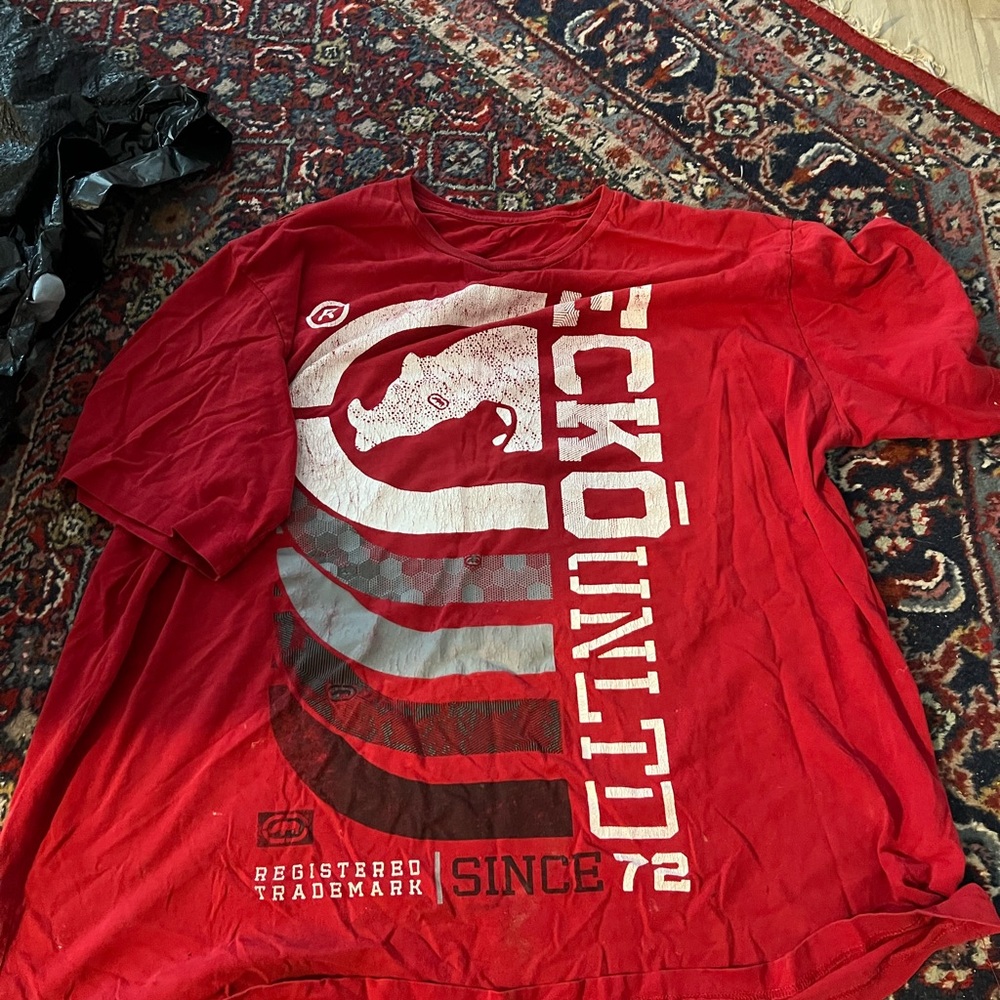 Ecko Unlimited Red Short Sleeve Tee Bold Graphic Design